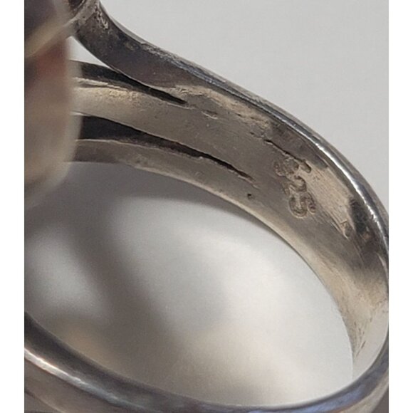 Estate Vintage Rare Amrita 925 Silver Cluster Ring With Smoky Quartz Gemstones - Picture 8 of 11